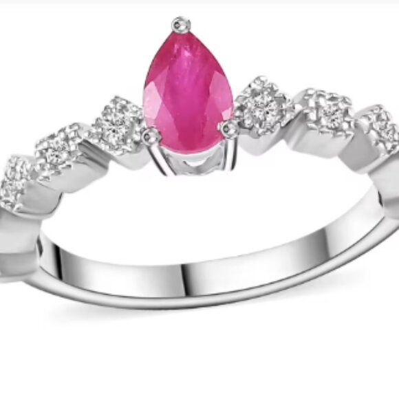 Jewelry - Montepuez Ruby and White Zircon Art Deco Ring